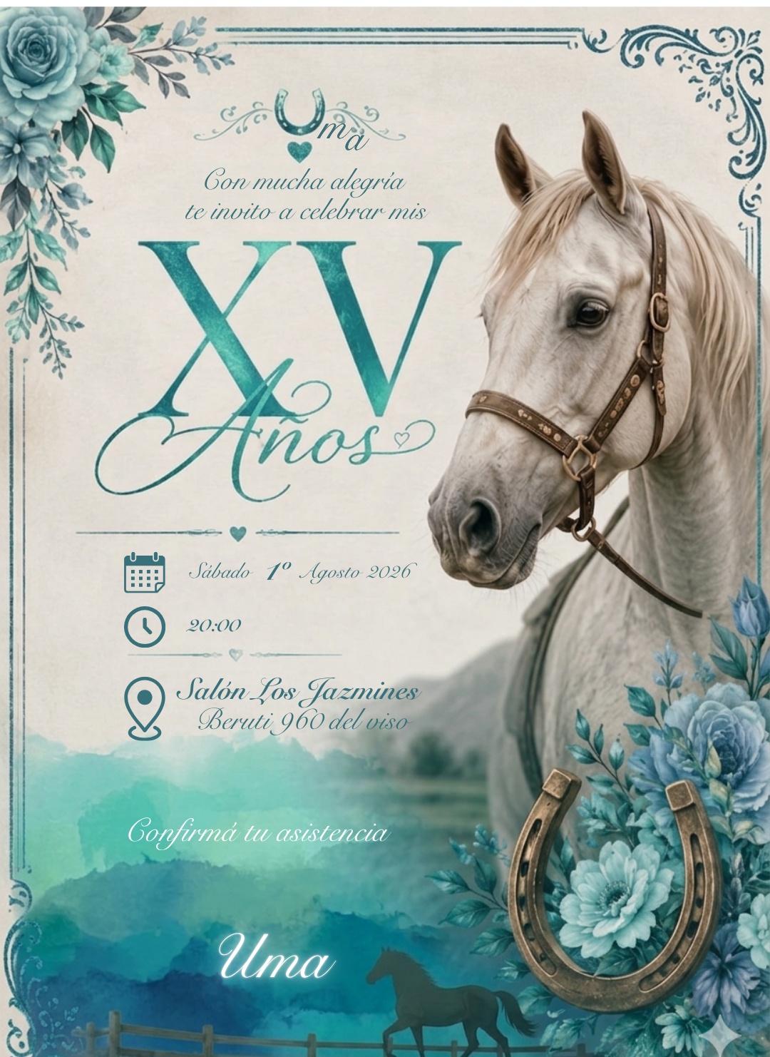 Tarjeta de invitacion de Uma